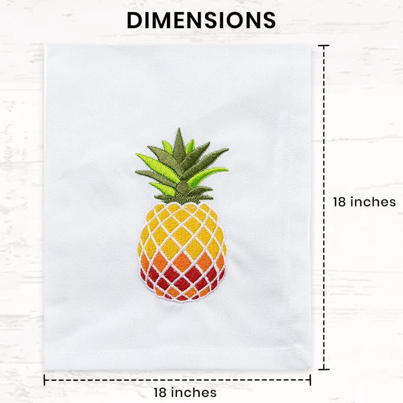 Candy Cottons Pineapple Embroidered Cotton Dinner Napkins - 18x18 in Washable, Absorbent Reusable Napkins - Spring Easter Basket Decor - Pack of 6 - Image 5